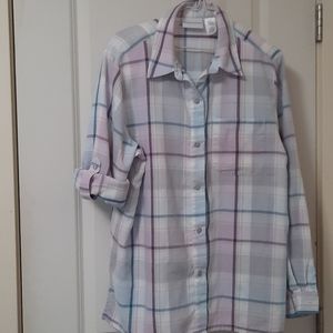 Plaid button down top